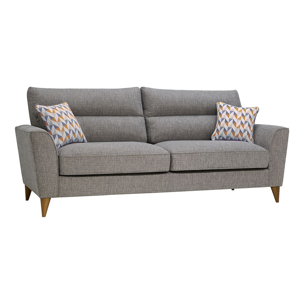 Jensen Silver 4 Seater Sofa with Navy Accent Cushions