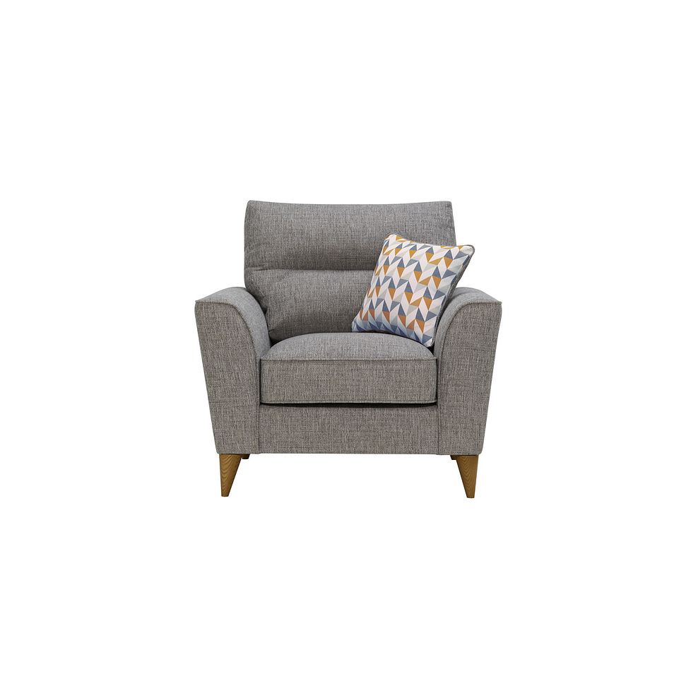 Jensen Silver Armchair with Navy Accent Cushion 2