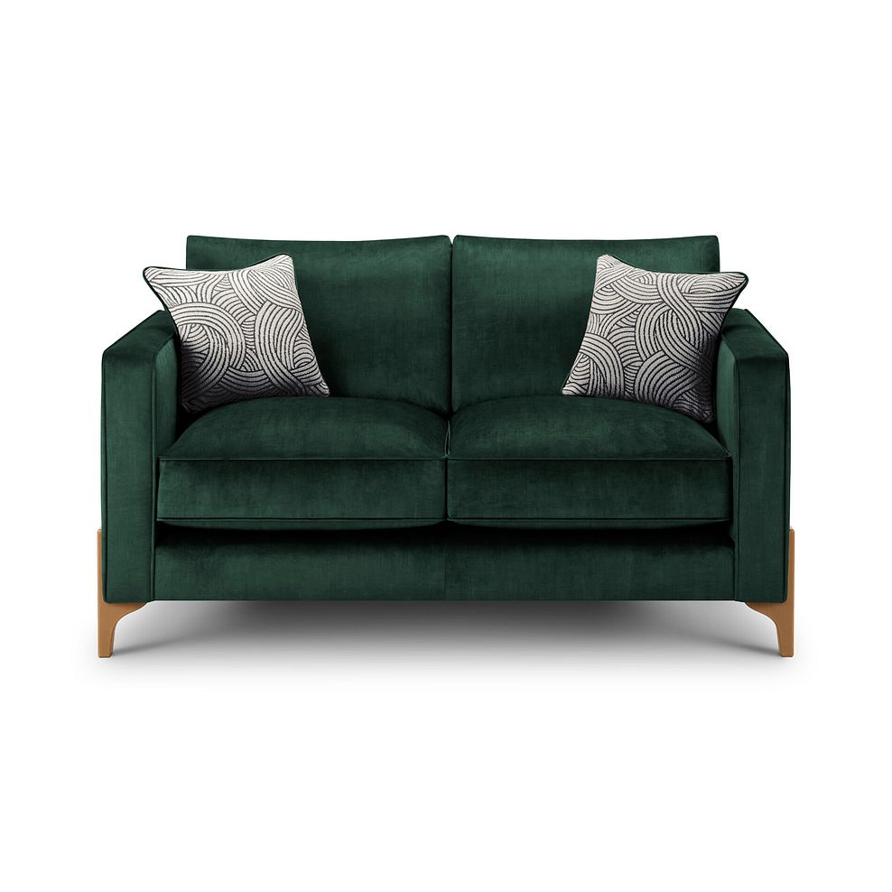 Jude 2 Seater Sofa in Duke Bottle Green Fabric with Oak Feet 2