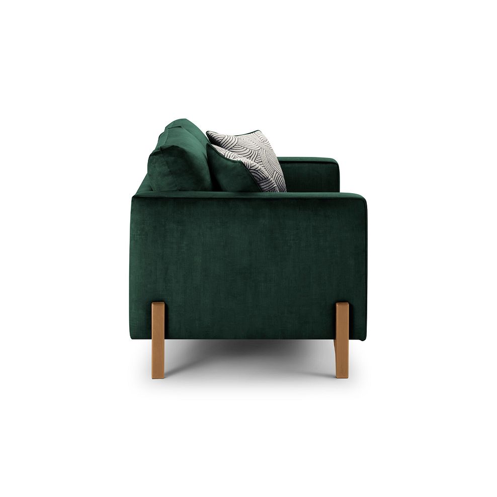 Jude 2 Seater Sofa in Duke Bottle Green Fabric with Oak Feet 3