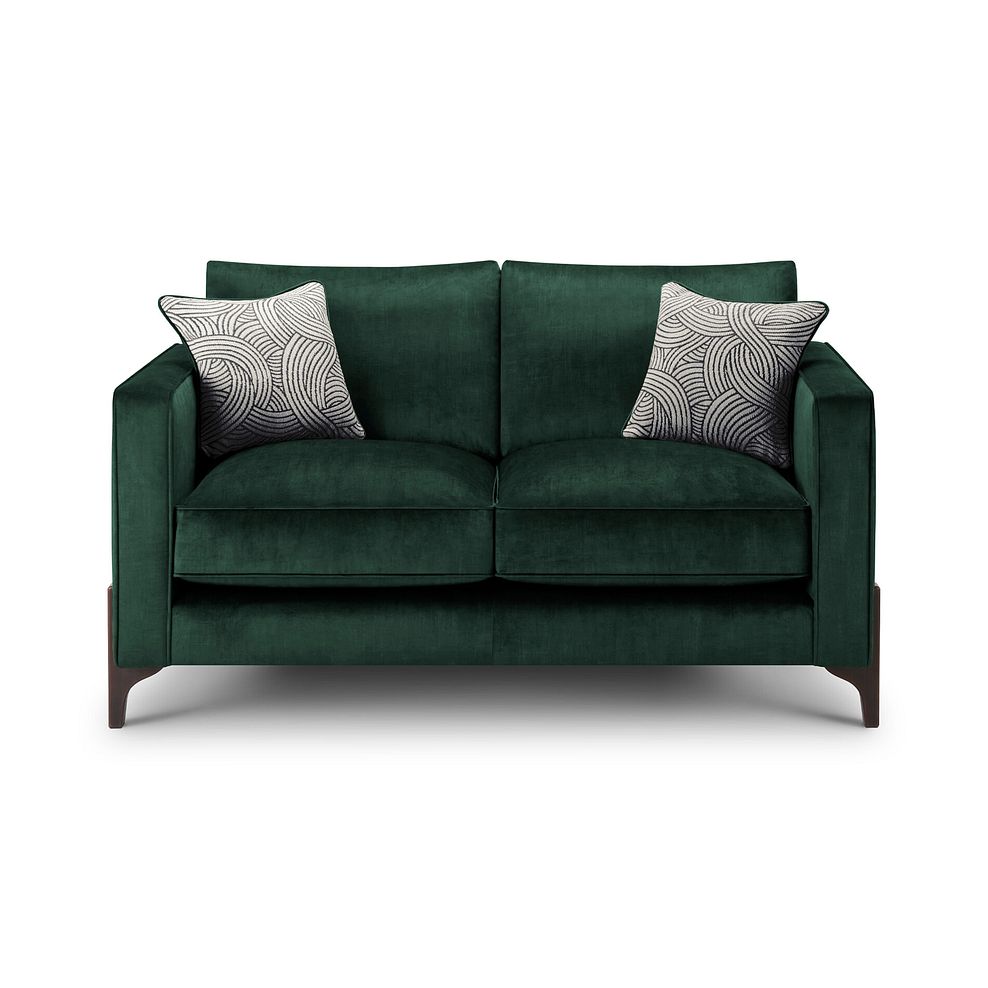 Jude 2 Seater Sofa in Duke Bottle Green Fabric with Walnut Finished Feet 2