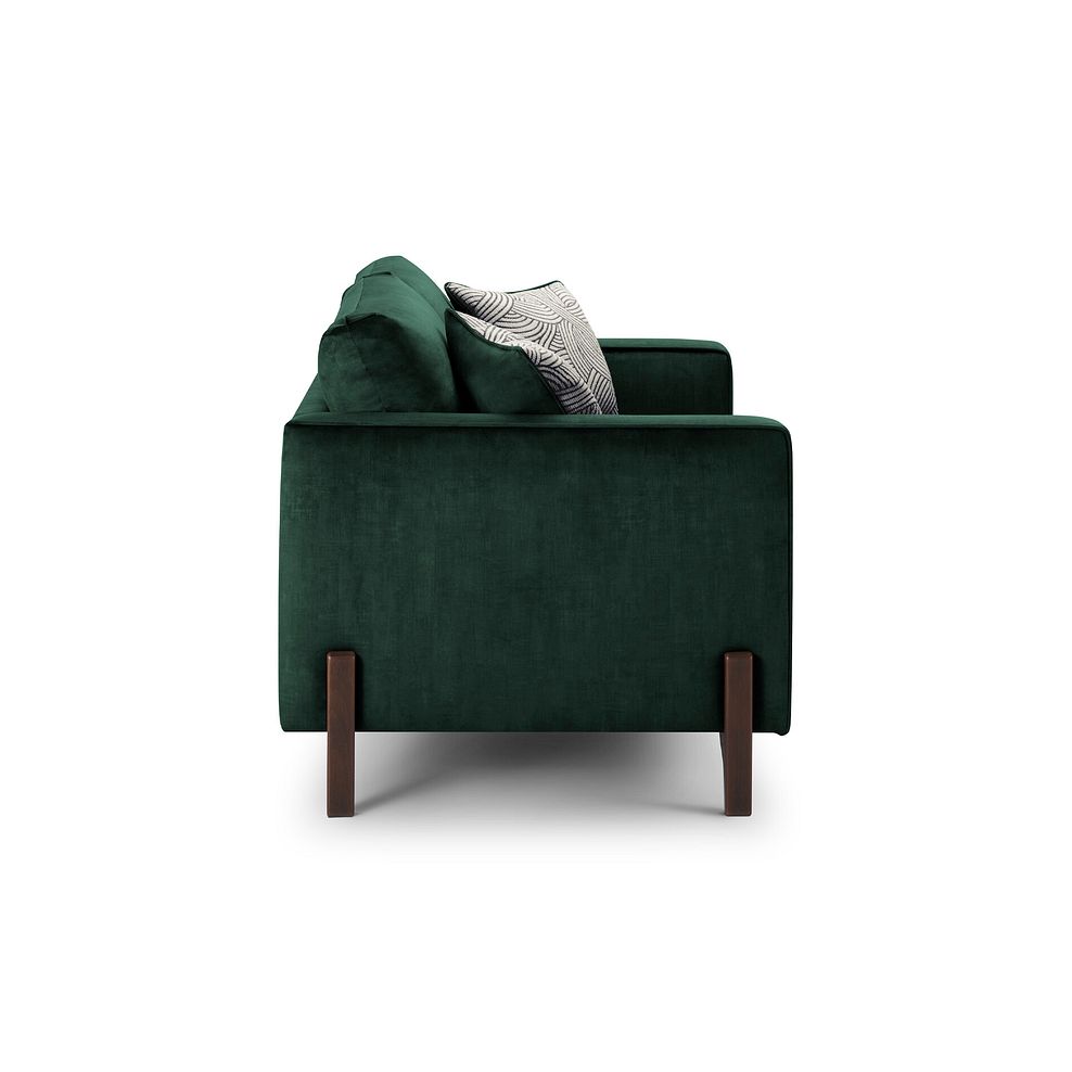 Jude 2 Seater Sofa in Duke Bottle Green Fabric with Walnut Finished Feet 3