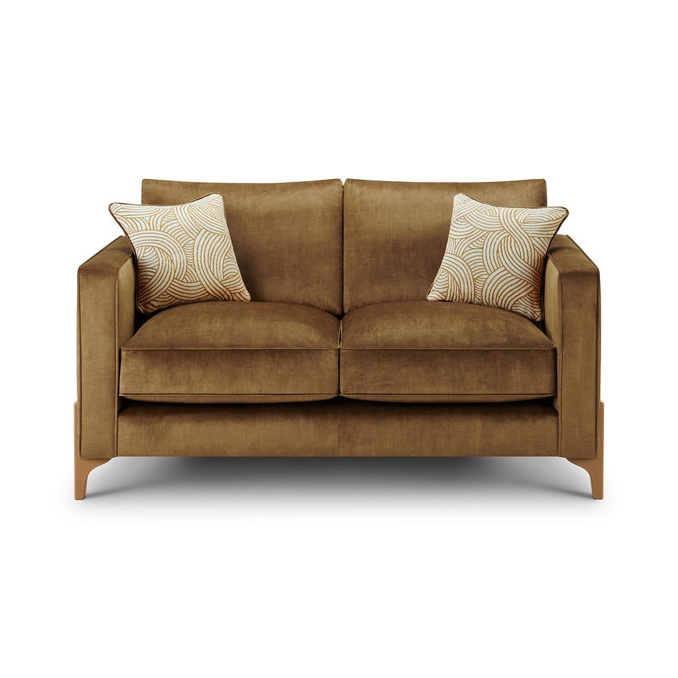 Jude 2 Seater Sofa in Duke Old Gold Fabric with Oak Feet 2