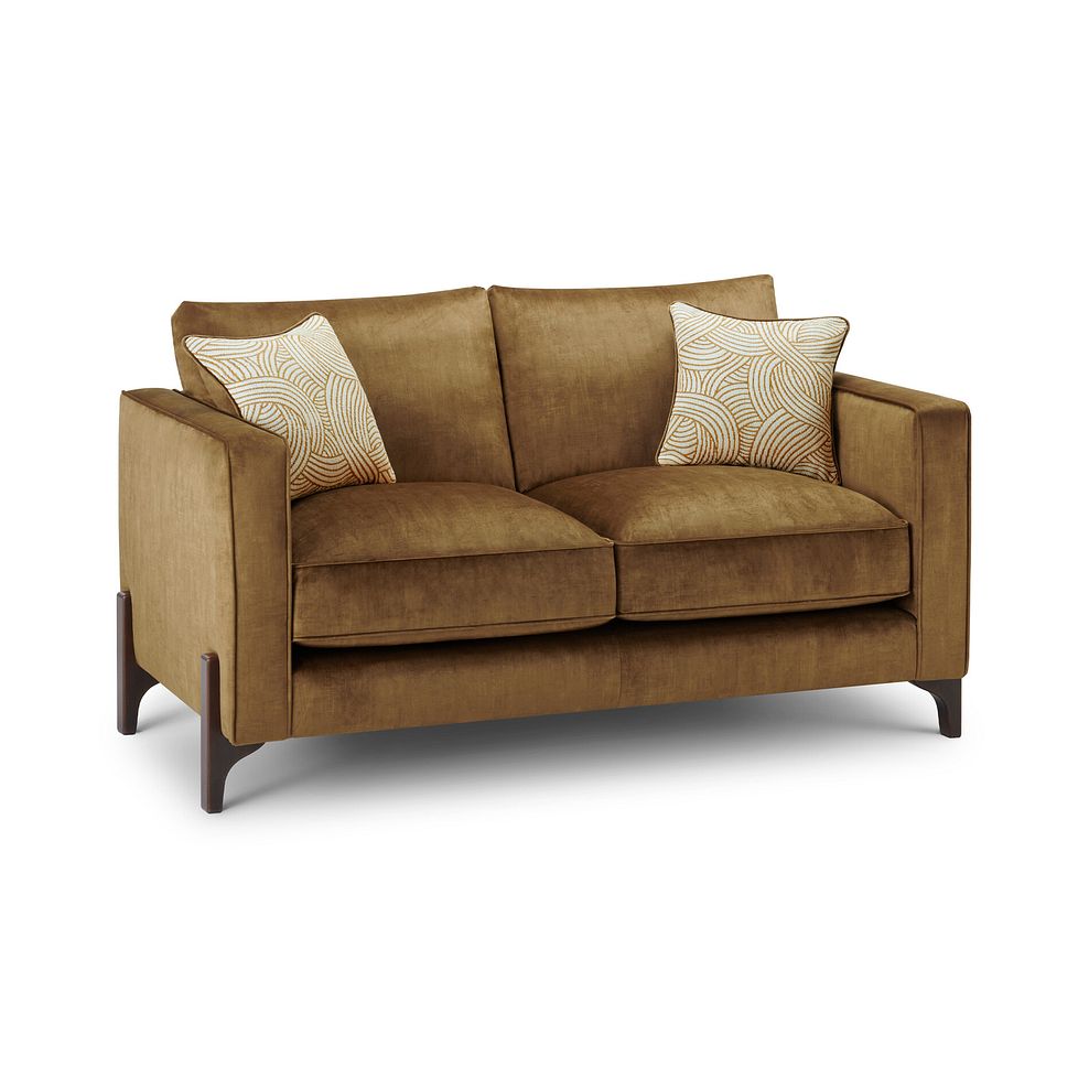 Jude 2 Seater Sofa in Duke Old Gold Fabric with Walnut Finished Feet 11