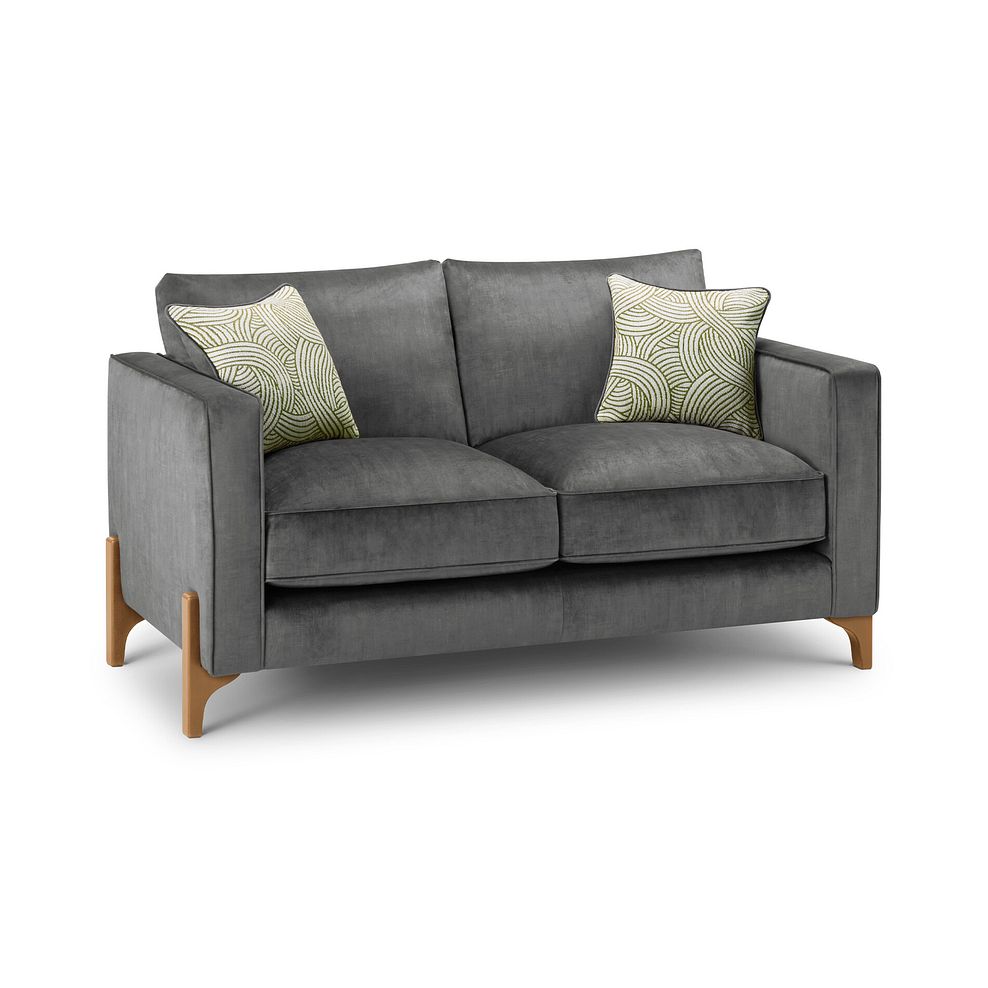 Jude 2 Seater Sofa in Duke Steel Fabric with Oak Feet 1