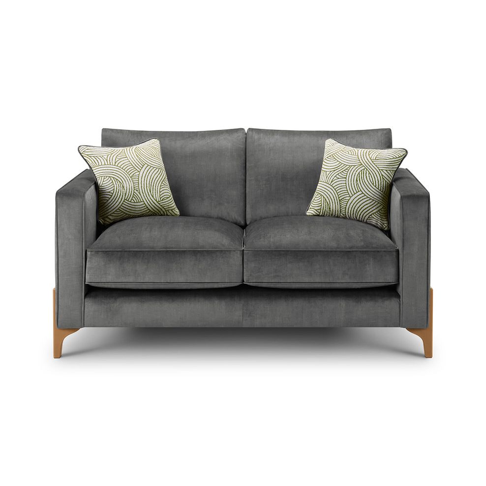 Jude 2 Seater Sofa in Duke Steel Fabric with Oak Feet 2
