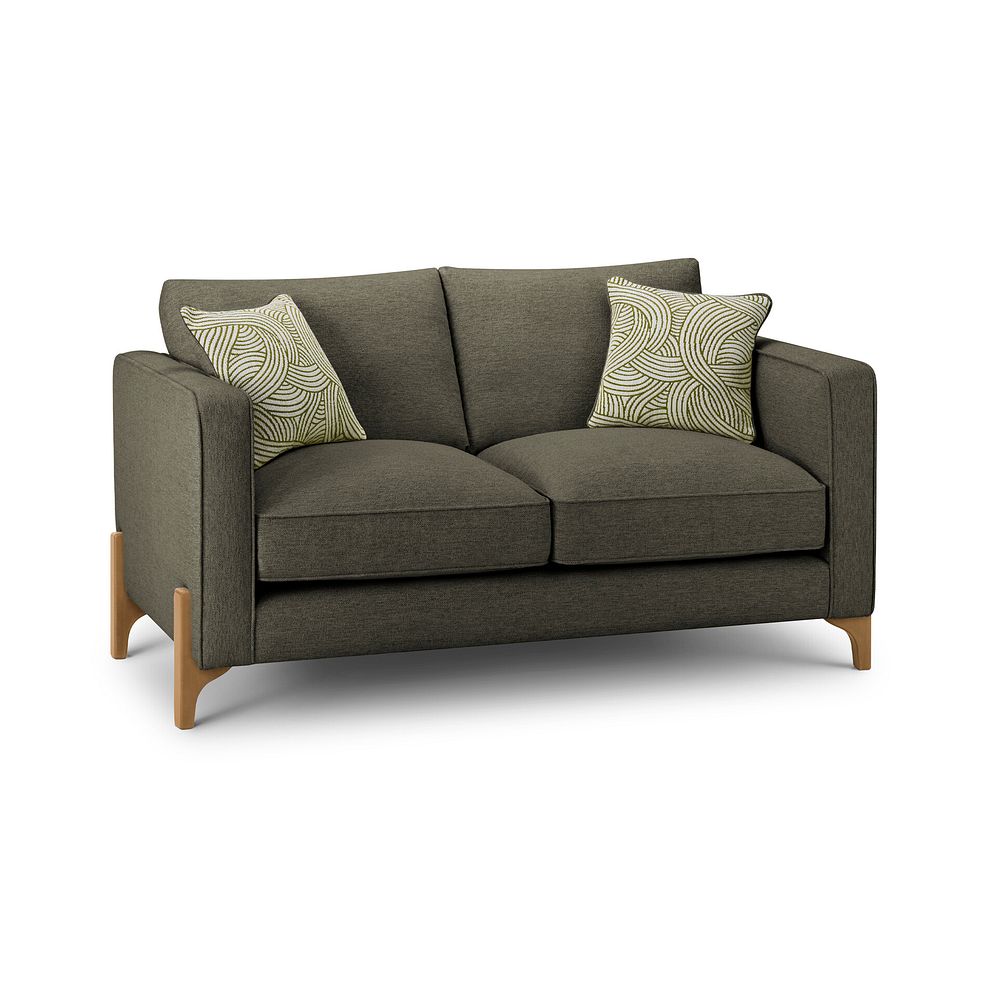 Jude 2 Seater Sofa in Oscar Emerald Fabric with Oak Feet 1