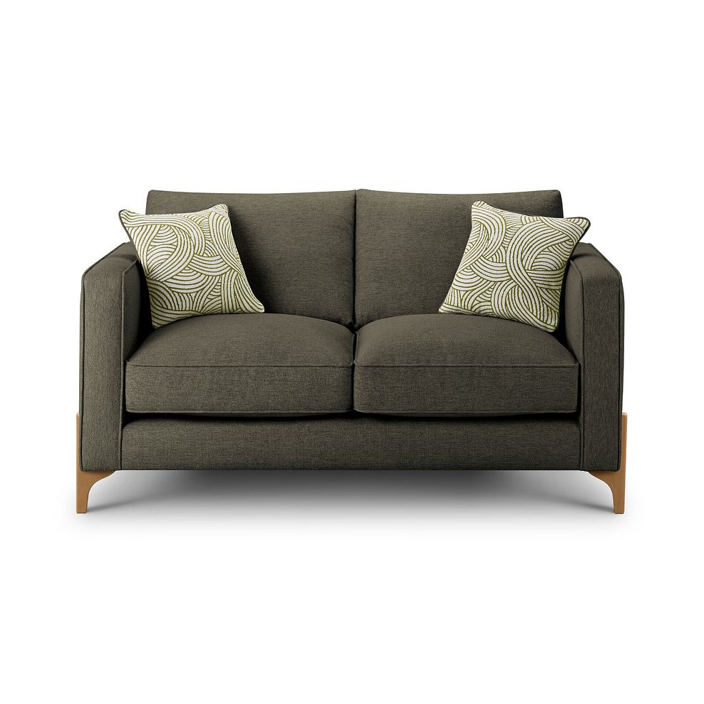 Jude 2 Seater Sofa in Oscar Emerald Fabric with Oak Feet 2