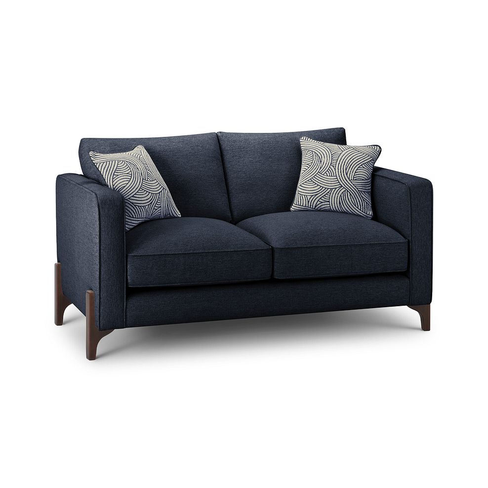 Jude 2 Seater Sofa in Oscar Navy Fabric with Walnut Finished Feet 1
