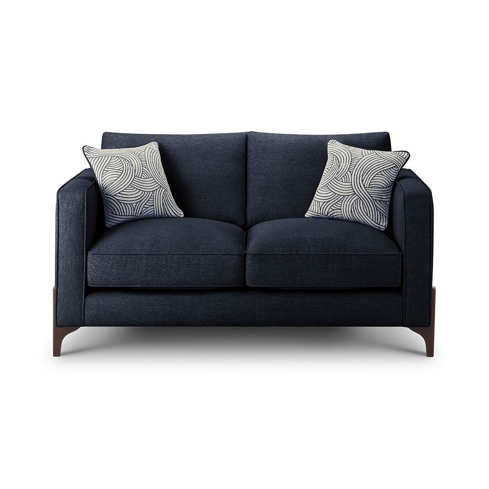 Jude 2 Seater Sofa in Oscar Navy Fabric with Walnut Finished Feet 2