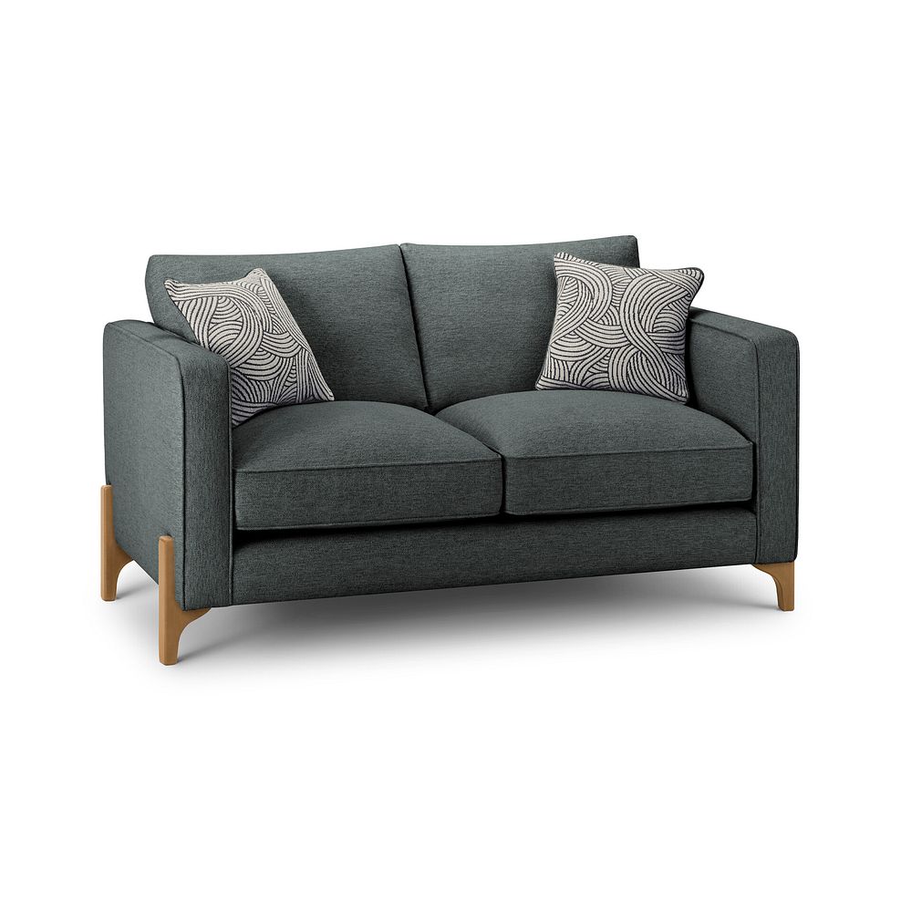Jude 2 Seater Sofa in Oscar Nickel Fabric with Oak Feet 1