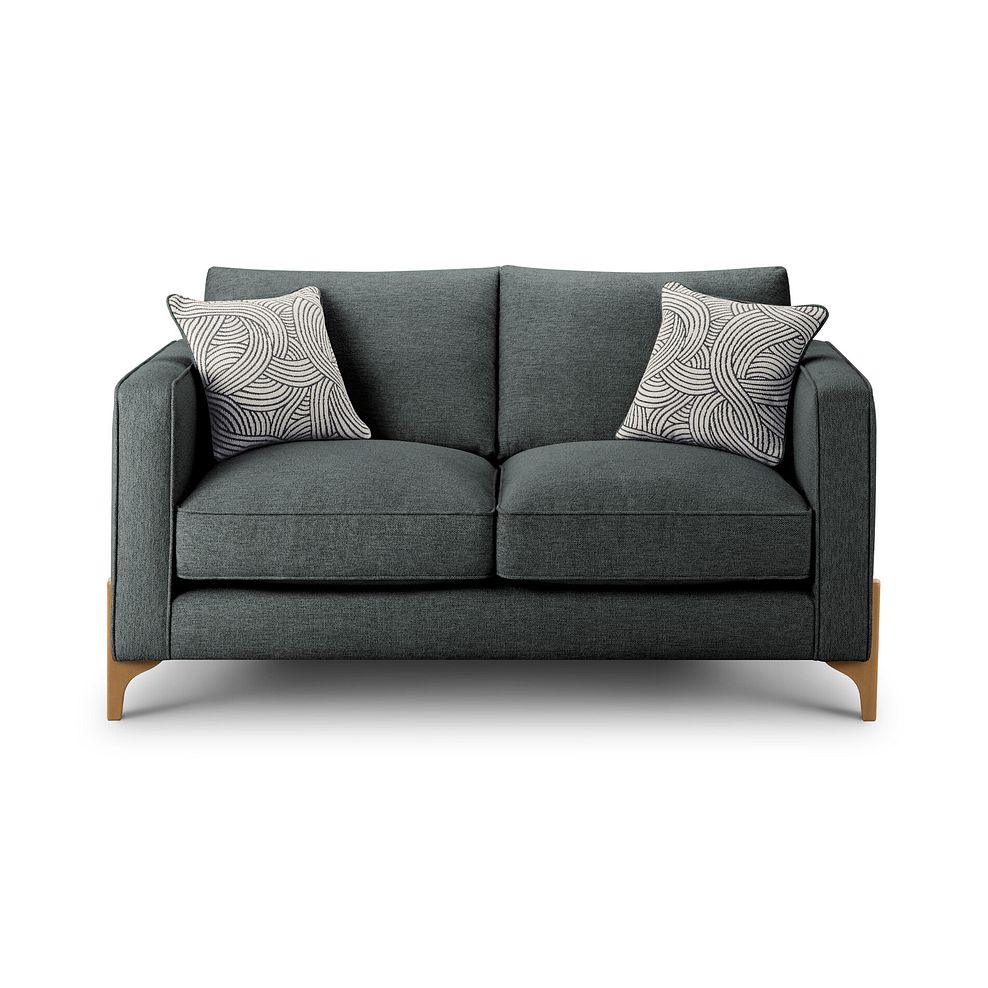 Jude 2 Seater Sofa in Oscar Nickel Fabric with Oak Feet 3