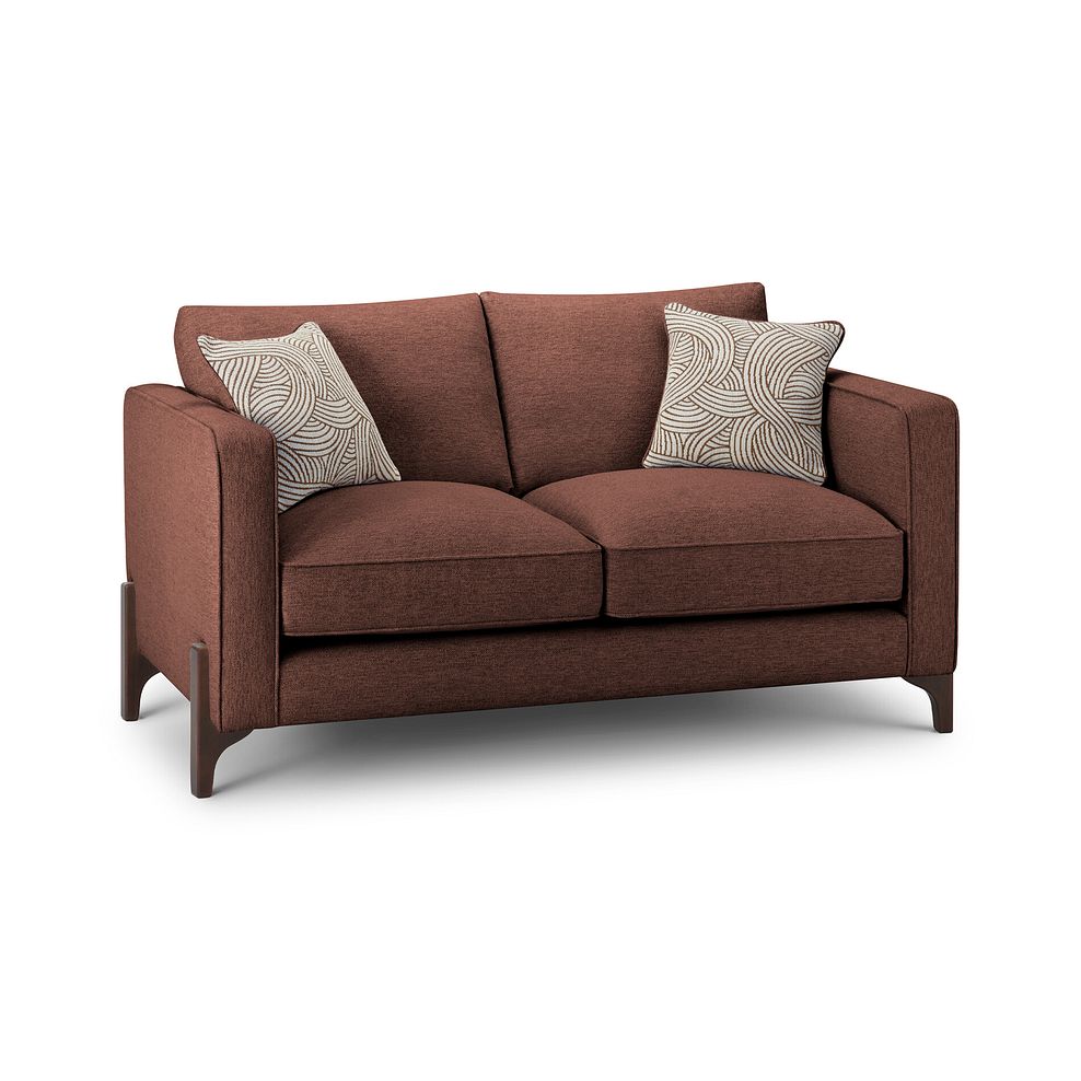 Jude 2 Seater Sofa in Oscar Rust Fabric with Walnut Finished Feet 1