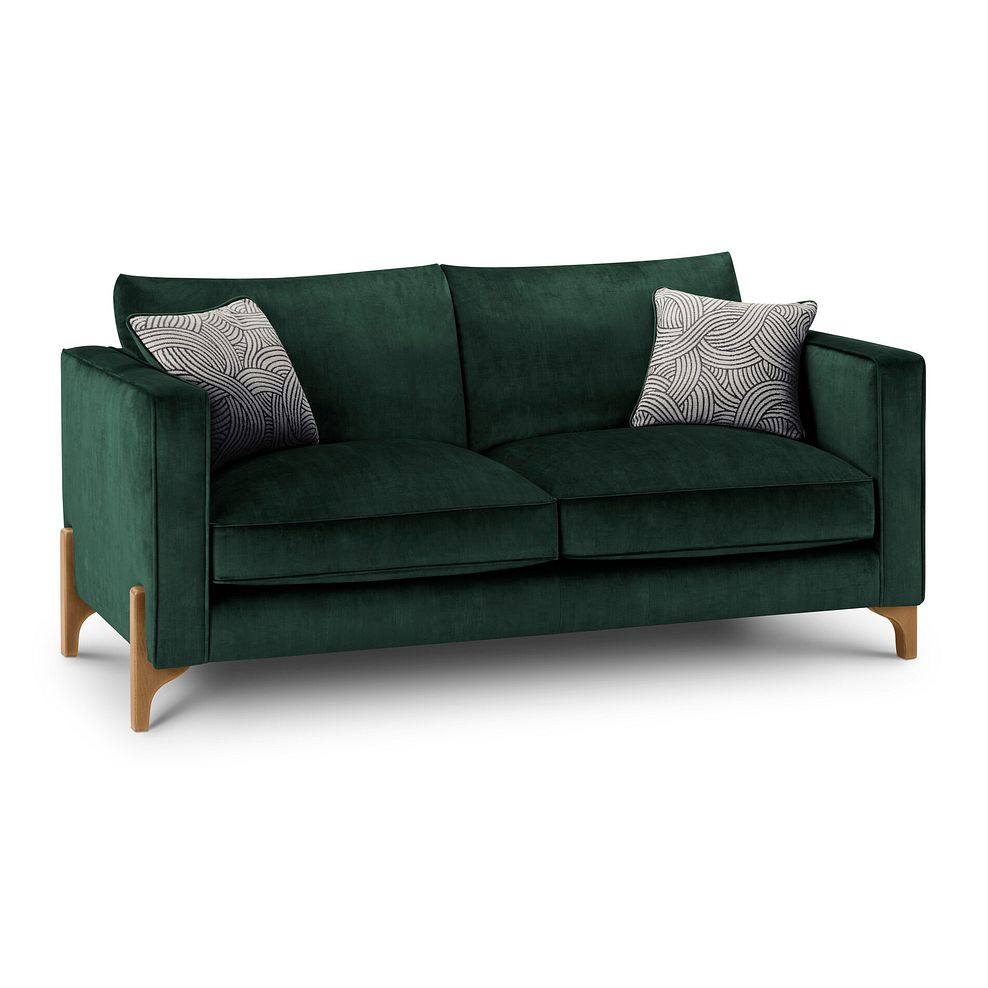 Jude 3 Seater Sofa in Duke Bottle Green Fabric with Oak Feet 1