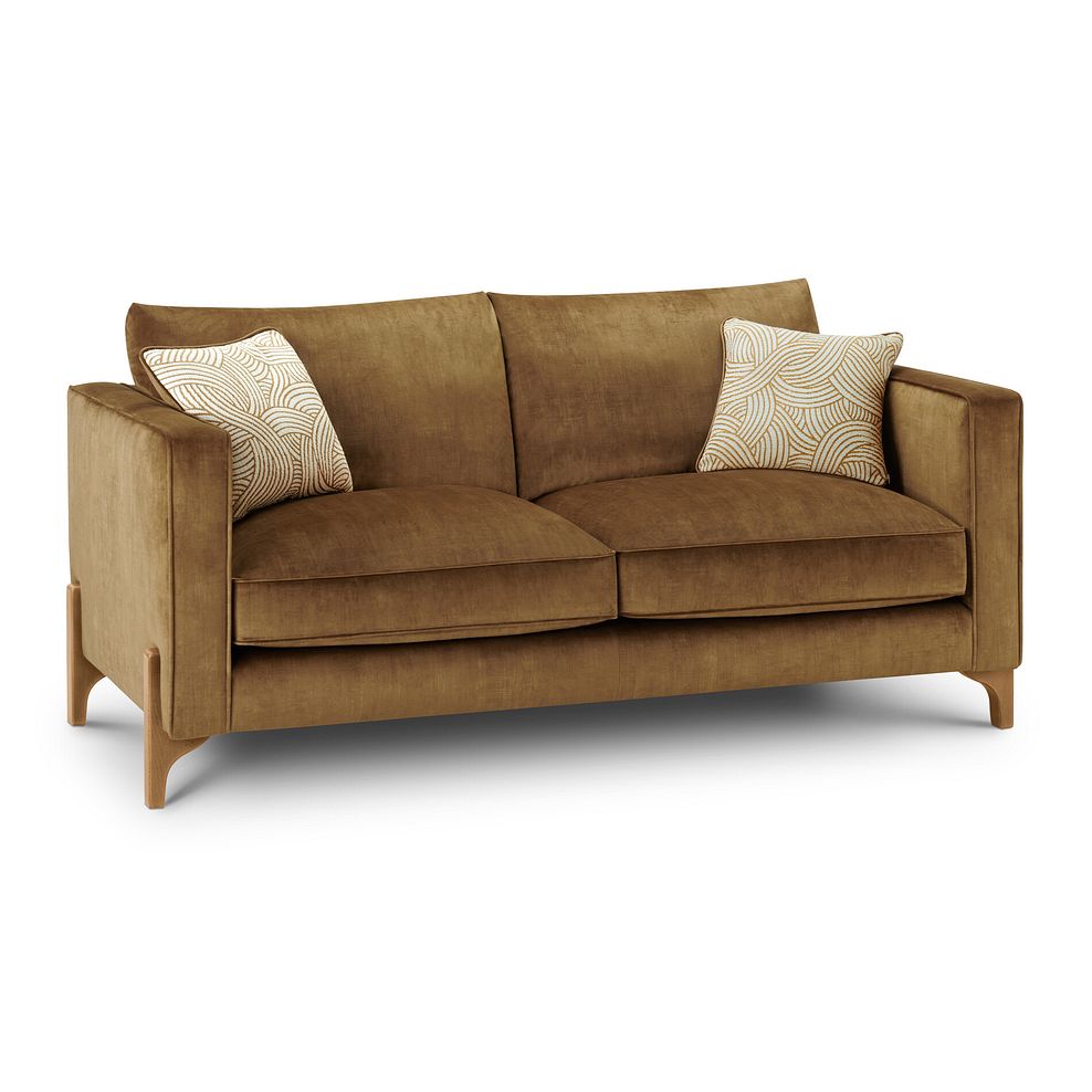 Jude 3 Seater Sofa in Duke Old Gold Fabric with Oak Feet 1
