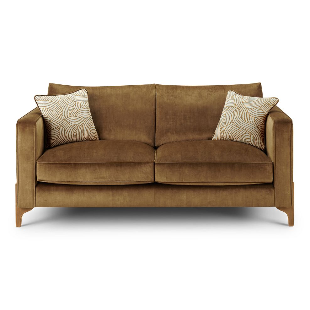 Jude 3 Seater Sofa in Duke Old Gold Fabric with Oak Feet 2