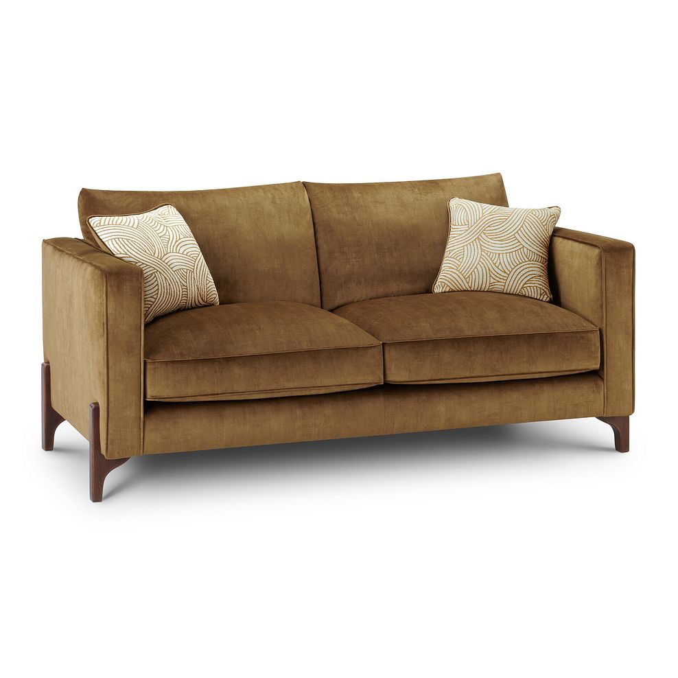 Jude 3 Seater Sofa in Duke Old Gold Fabric with Walnut Finished Feet 3