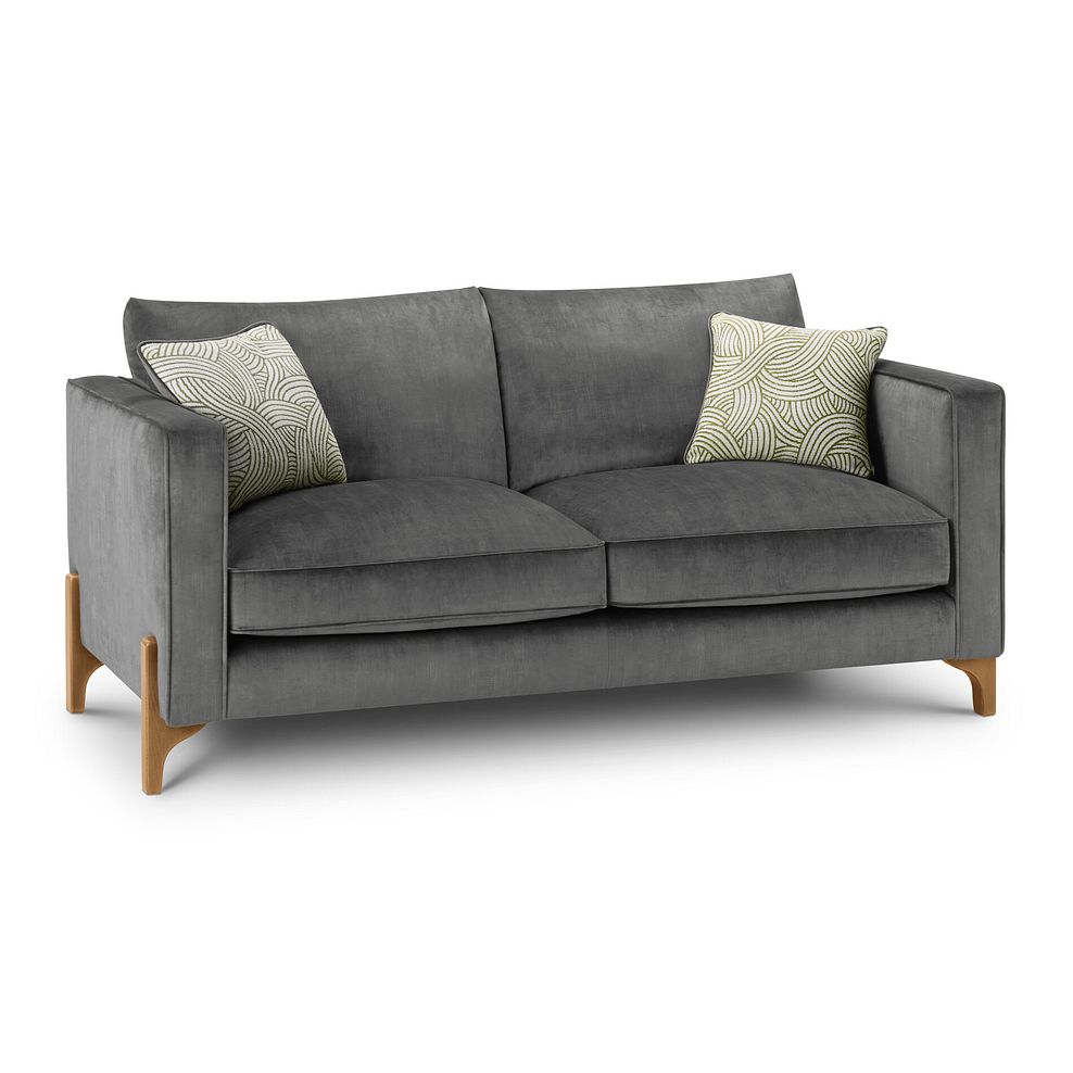 Jude 3 Seater Sofa in Duke Steel Fabric with Oak Feet 1