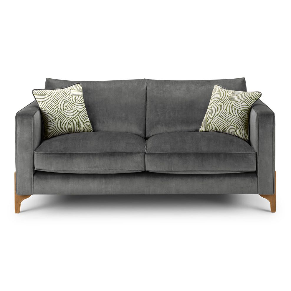 Jude 3 Seater Sofa in Duke Steel Fabric with Oak Feet 2