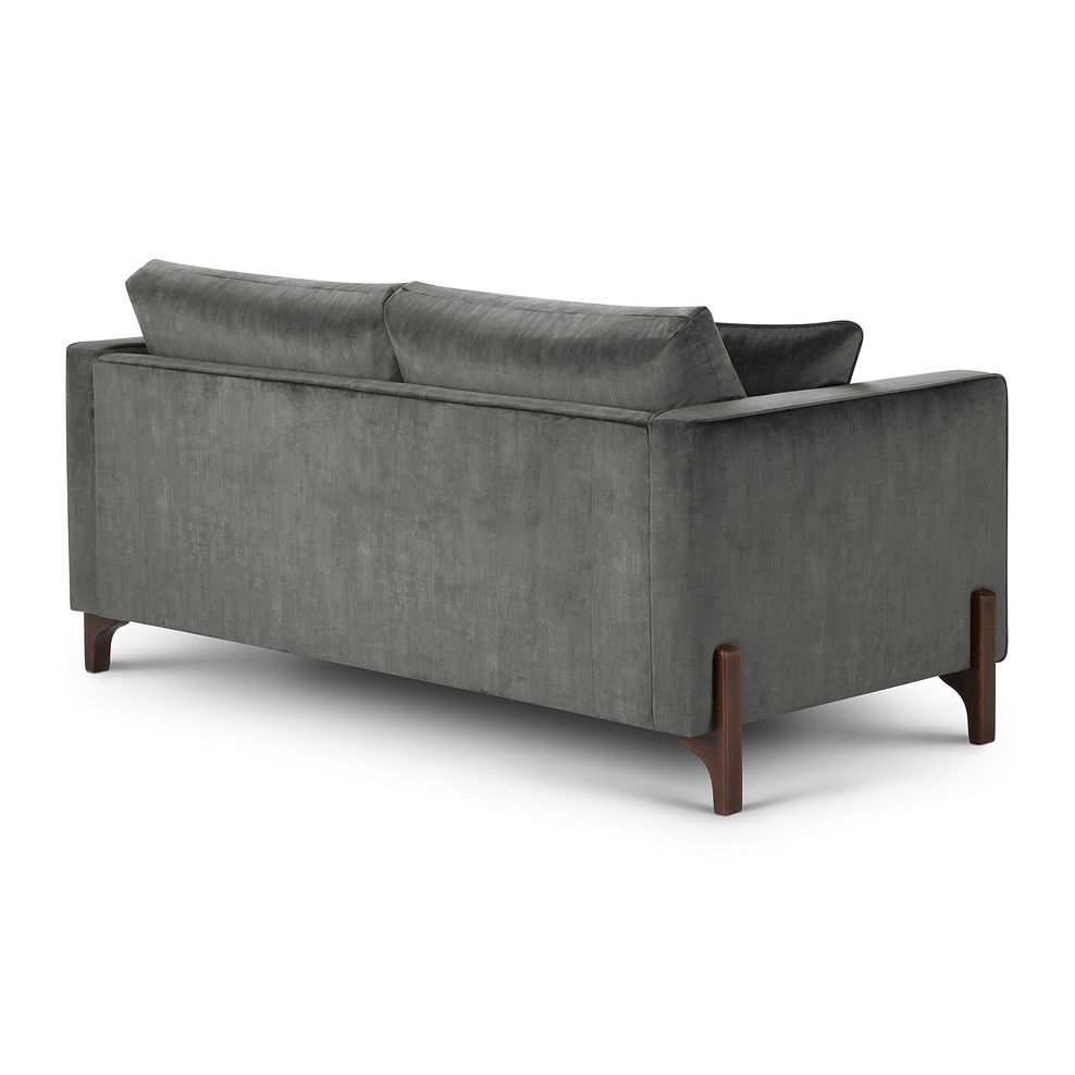 Jude 3 Seater Sofa in Duke Steel Fabric with Walnut Finished Feet 4