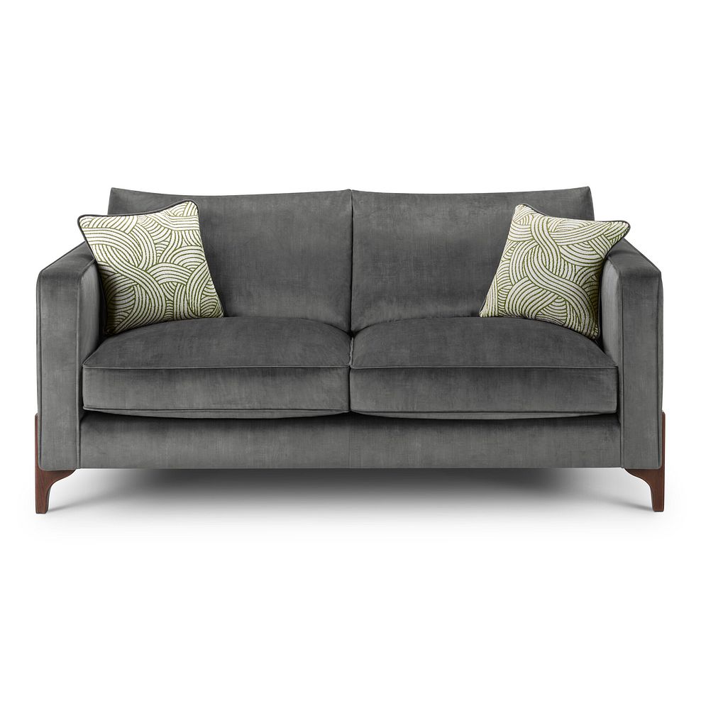 Jude 3 Seater Sofa in Duke Steel Fabric with Walnut Finished Feet 2