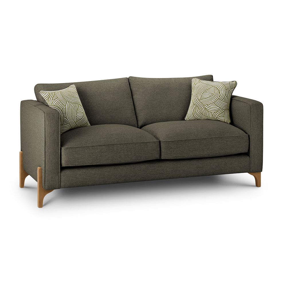 Jude 3 Seater Sofa in Oscar Emerald Fabric with Oak Feet 1