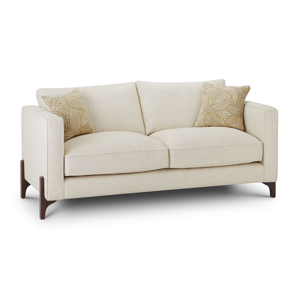 Jude 3 Seater Sofa in Oscar Linen Fabric with Walnut Finished Feet 1