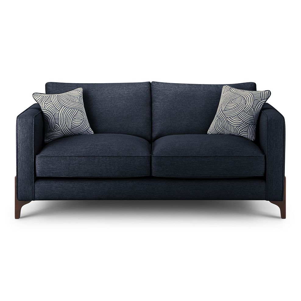 Jude 3 Seater Sofa in Oscar Navy Fabric with Walnut Finished Feet 2