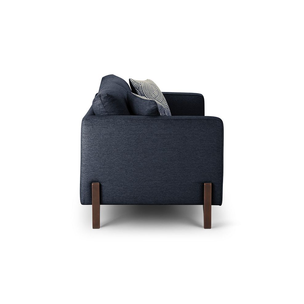 Jude 3 Seater Sofa in Oscar Navy Fabric with Walnut Finished Feet 3