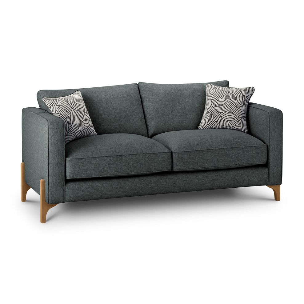 Jude 3 Seater Sofa in Oscar Nickel Fabric with Oak Feet 1