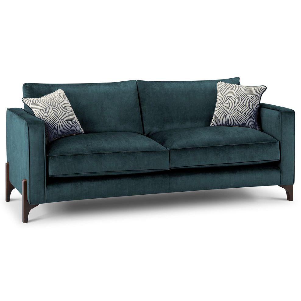 Jude 4 Seater Sofa in Duke Airforce Fabric with Walnut Finished Feet 1