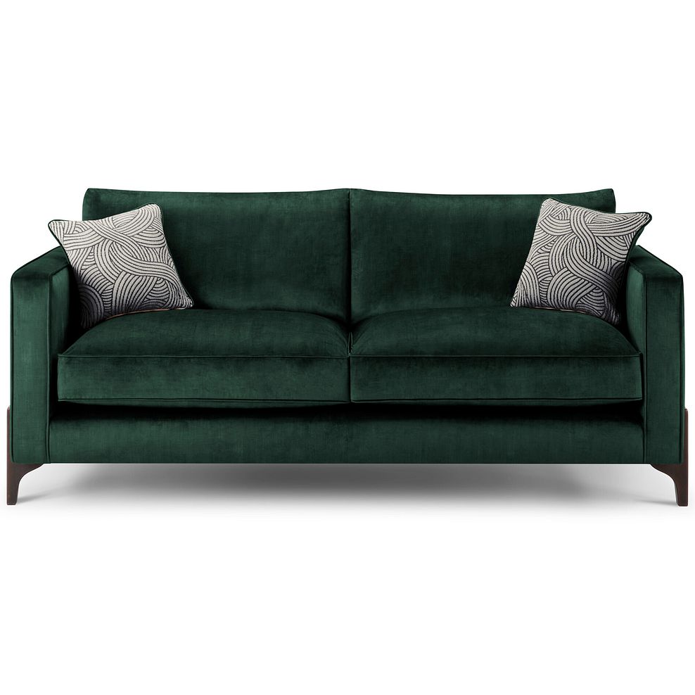 Jude 4 Seater Sofa in Duke Bottle Green Fabric with Walnut Finished Feet 2