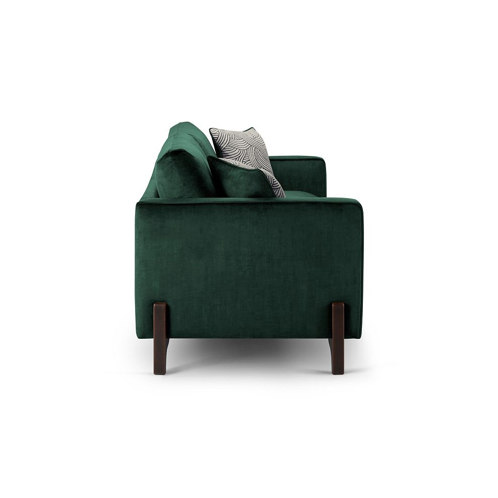Jude 4 Seater Sofa in Duke Bottle Green Fabric with Walnut Finished Feet 3