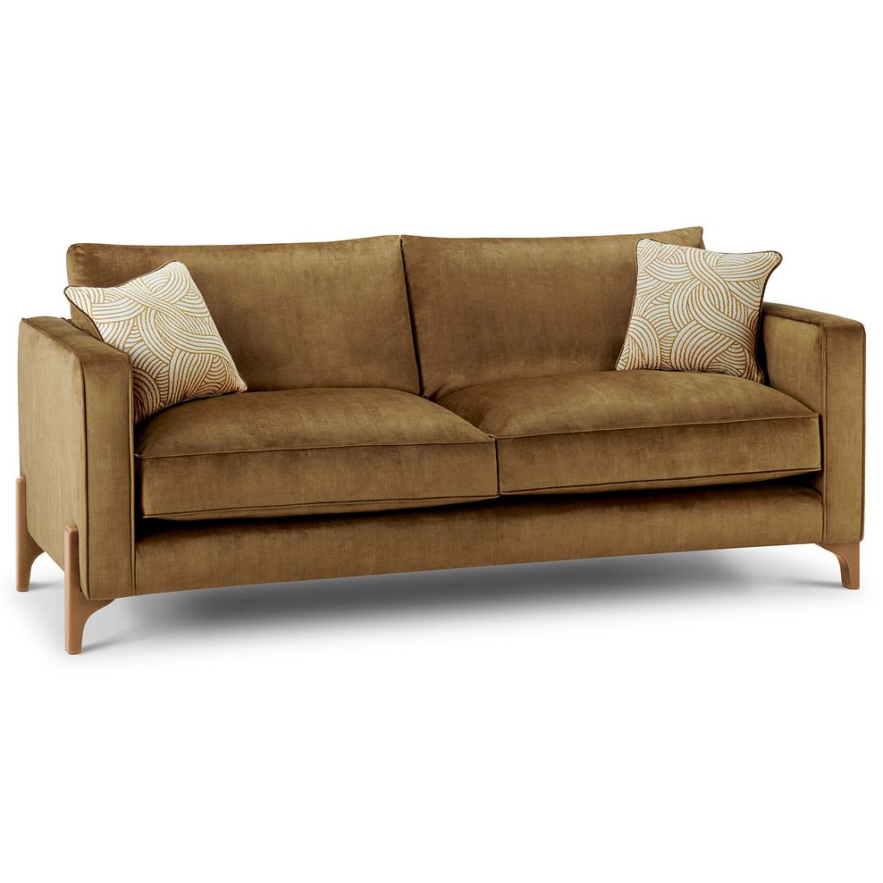 Jude 4 Seater Sofa in Duke Old Gold Fabric with Oak Feet 1