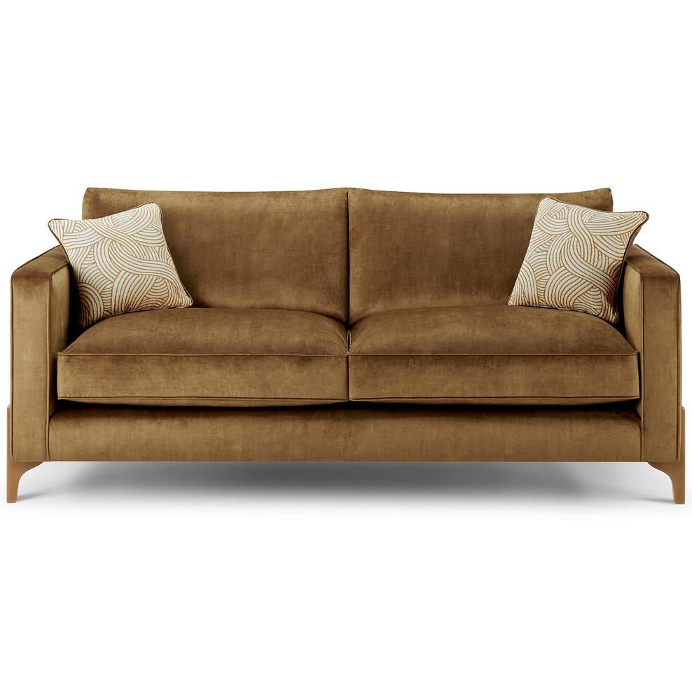 Jude 4 Seater Sofa in Duke Old Gold Fabric with Oak Feet 2