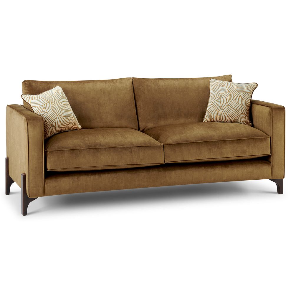 Jude 4 Seater Sofa in Duke Old Gold Fabric with Walnut Finished Feet 3