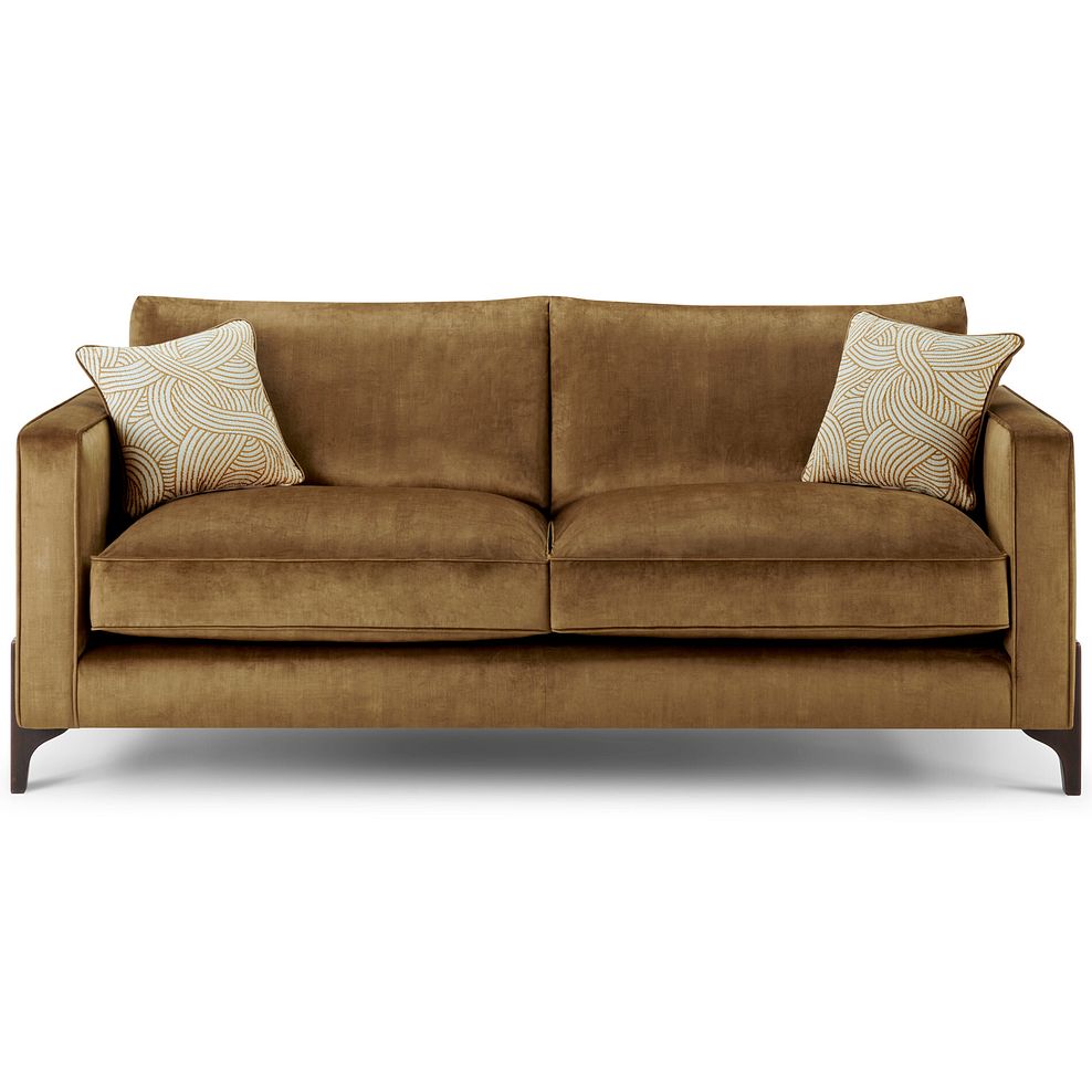 Jude 4 Seater Sofa in Duke Old Gold Fabric with Walnut Finished Feet 4