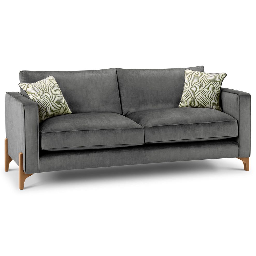 Jude 4 Seater Sofa in Duke Steel Fabric with Oak Feet 1