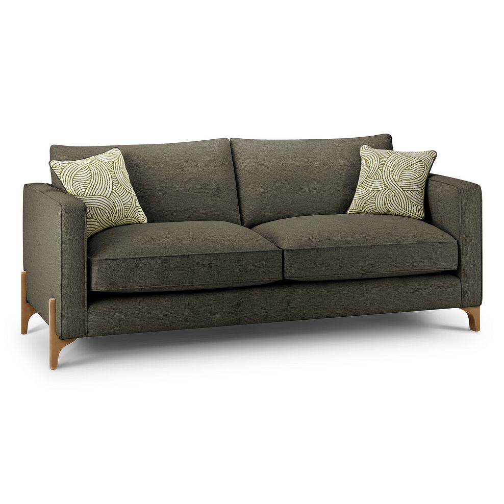 Jude 4 Seater Sofa in Oscar Emerald Fabric with Oak Feet 1