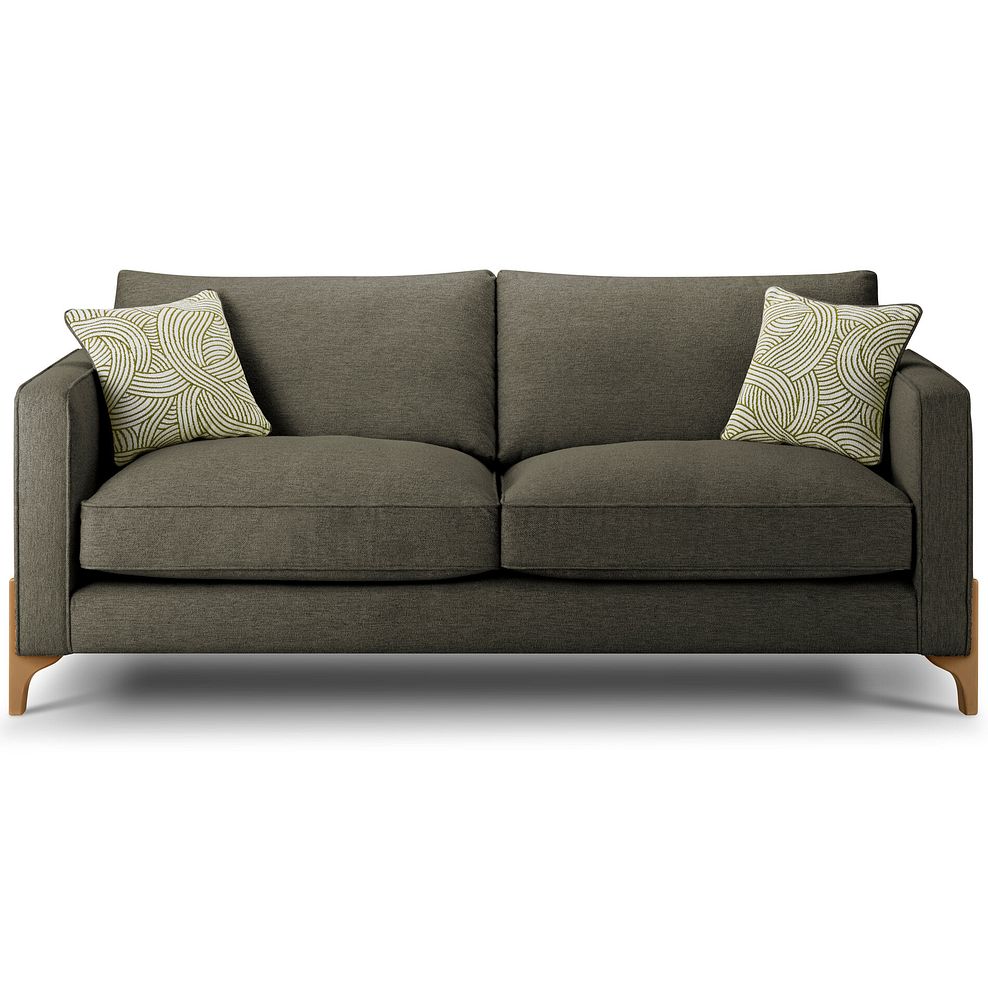 Jude 4 Seater Sofa in Oscar Emerald Fabric with Oak Feet 2