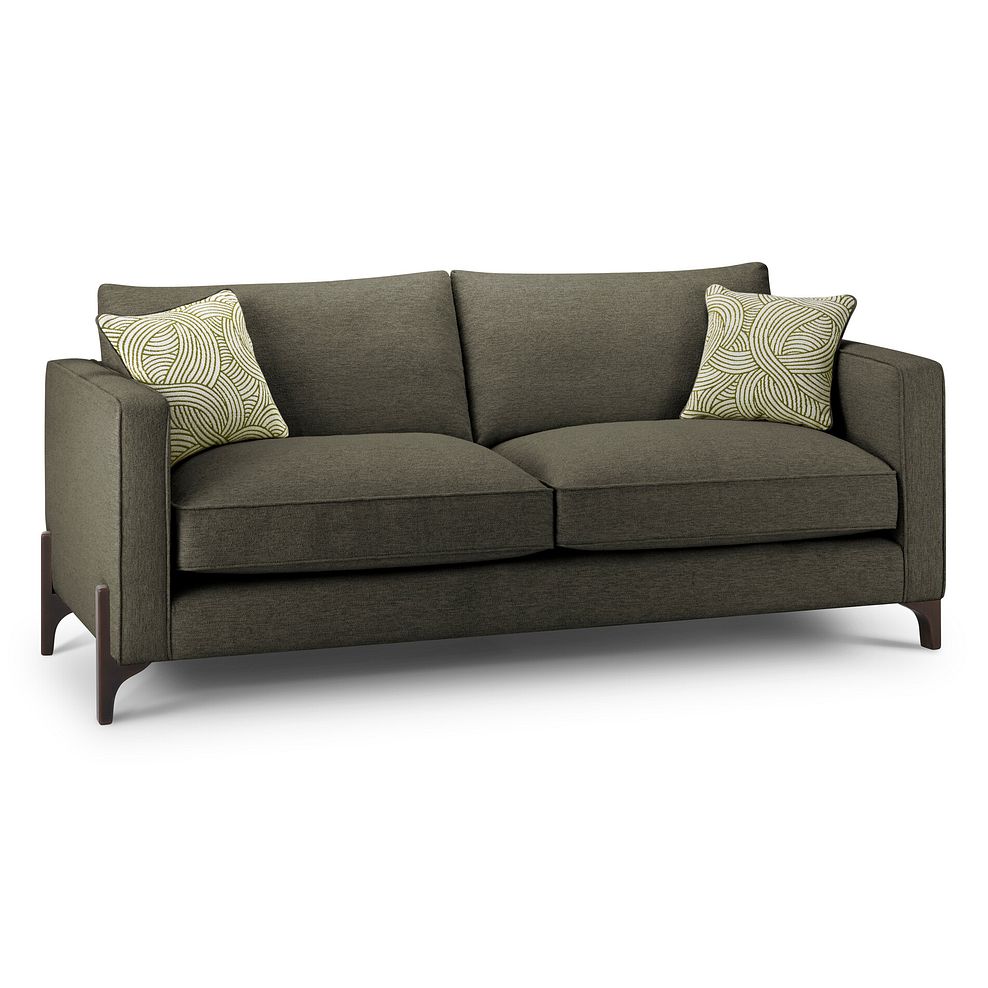 Jude 4 Seater Sofa in Oscar Emerald Fabric with Walnut Finished Feet 1