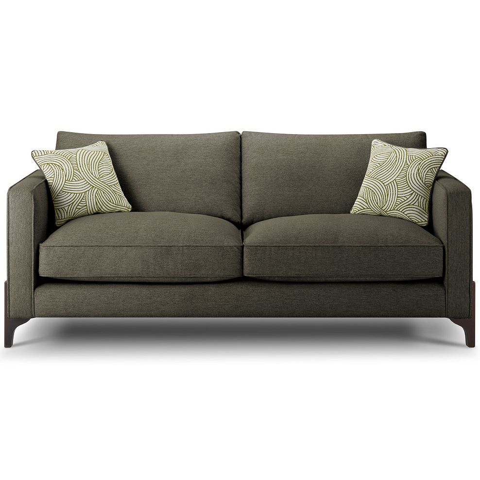 Jude 4 Seater Sofa in Oscar Emerald Fabric with Walnut Finished Feet 2