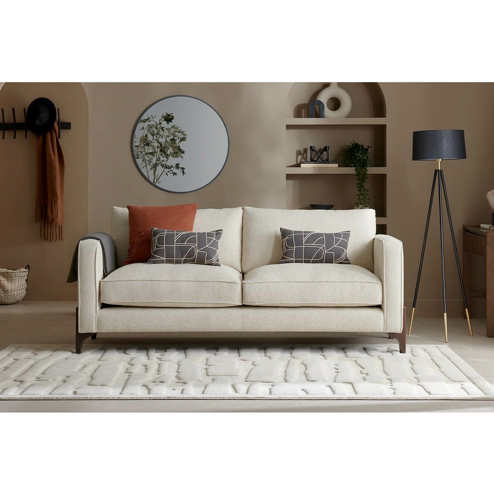 Jude 4 Seater Sofa in Oscar Linen Fabric with Walnut Finished Feet 2