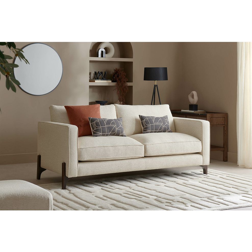 Jude 4 Seater Sofa in Oscar Linen Fabric with Walnut Finished Feet 1