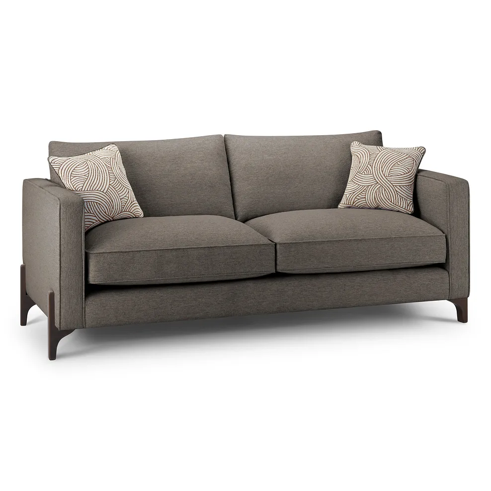 Jude 4 Seater Sofa in Oscar Mocha Fabric with Walnut Finished Feet