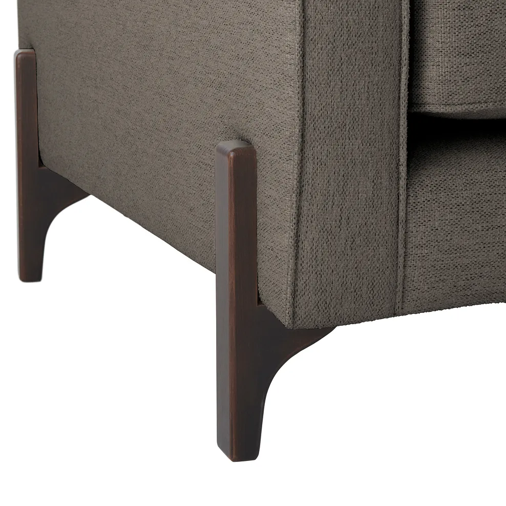 Jude 4 Seater Sofa in Oscar Mocha Fabric with Walnut Finished Feet 9