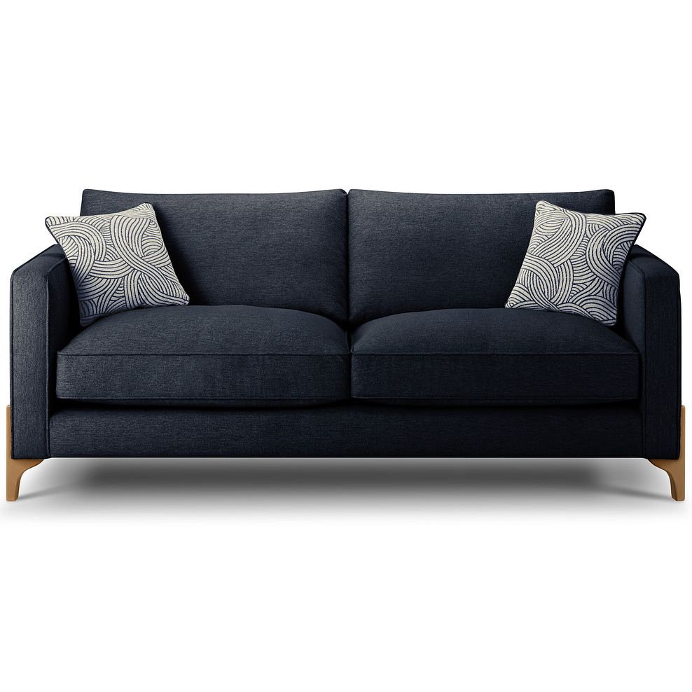 Jude 4 Seater Sofa in Oscar Navy Fabric with Oak Feet 2
