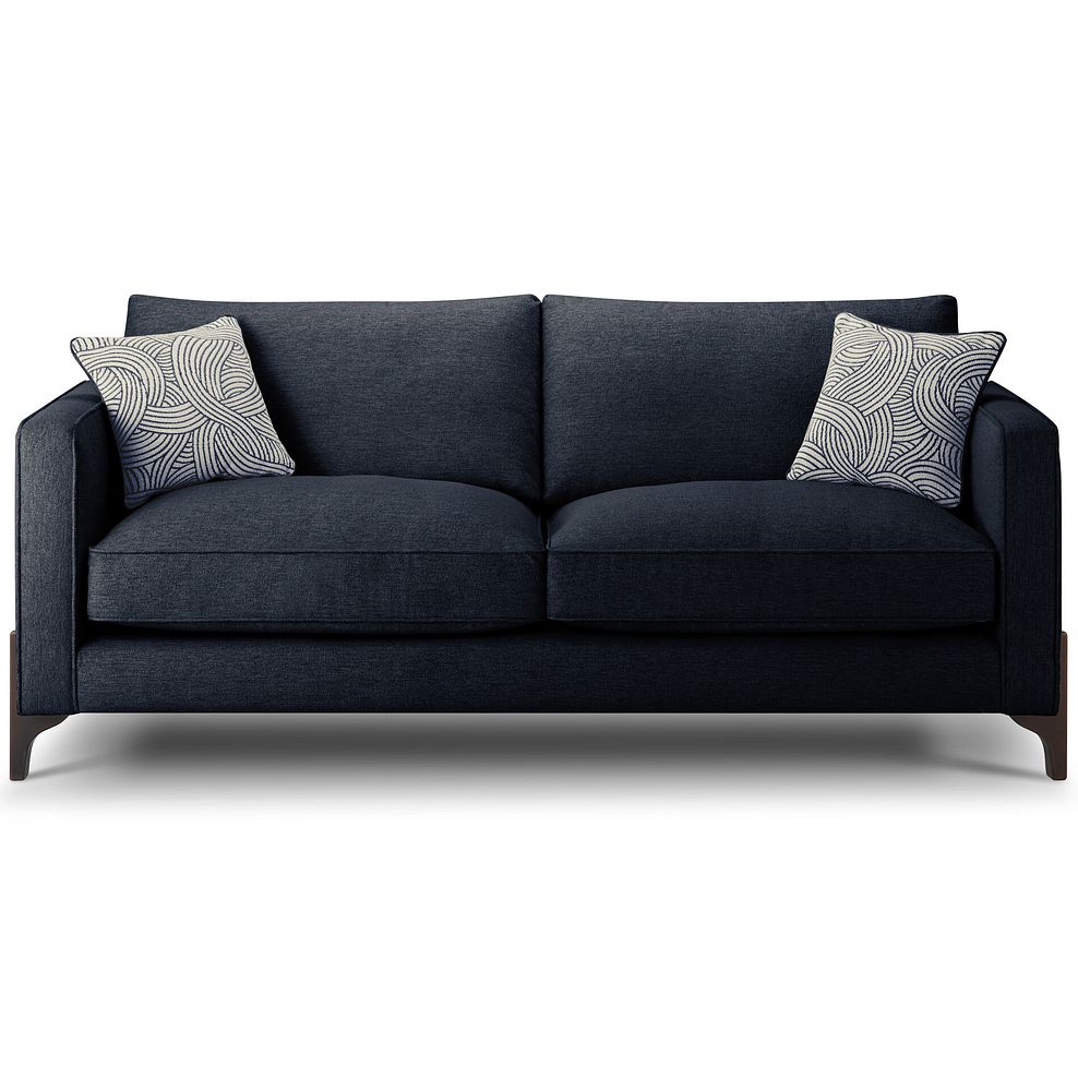 Jude 4 Seater Sofa in Oscar Navy Fabric with Walnut Finished Feet 2