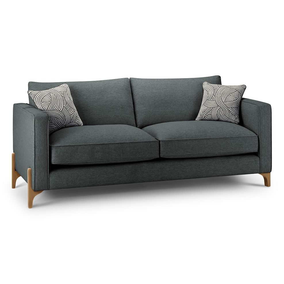 Jude 4 Seater Sofa in Oscar Nickel Fabric with Oak Feet 1