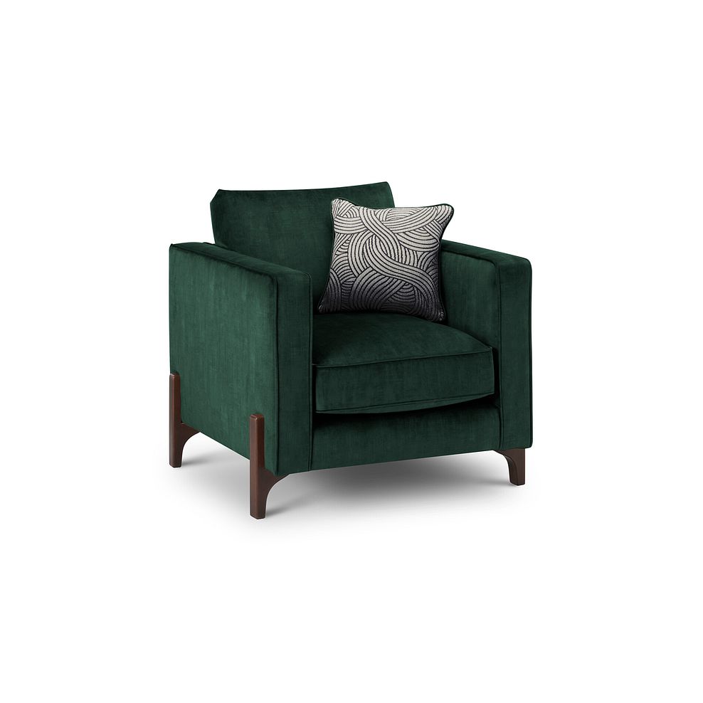 Jude Armchair in Duke Bottle Green Fabric with Walnut Finished Feet 1